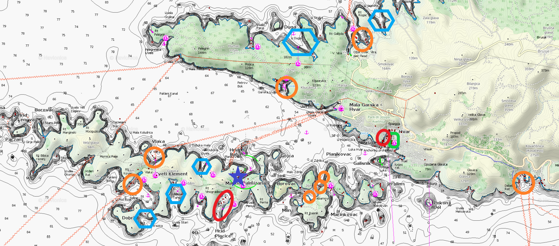 Navionics Vis FL free sail 2024 Hvar-1